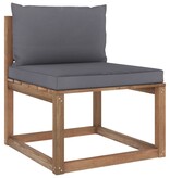 VidaXL Tuinmiddenbank met antracietkleurige kussens pallet hout