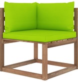 VidaXL Tuinhoekbank met heldergroene kussens pallet