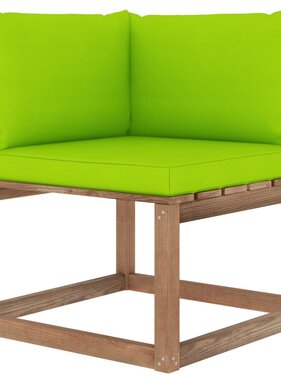 VidaXL Tuinhoekbank met heldergroene kussens pallet