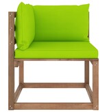 VidaXL Tuinhoekbank met heldergroene kussens pallet