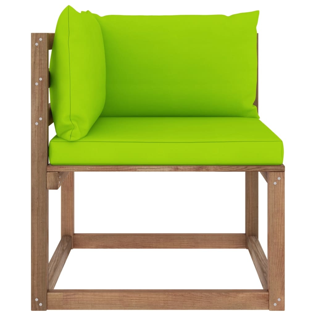 VidaXL Tuinhoekbank met heldergroene kussens pallet