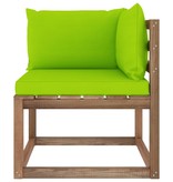 VidaXL Tuinhoekbank met heldergroene kussens pallet