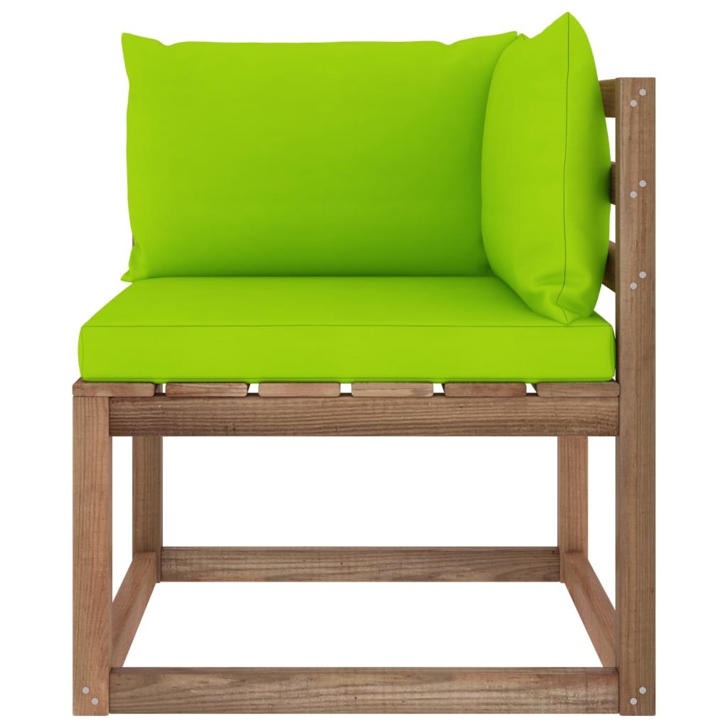 VidaXL Tuinhoekbank met heldergroene kussens pallet