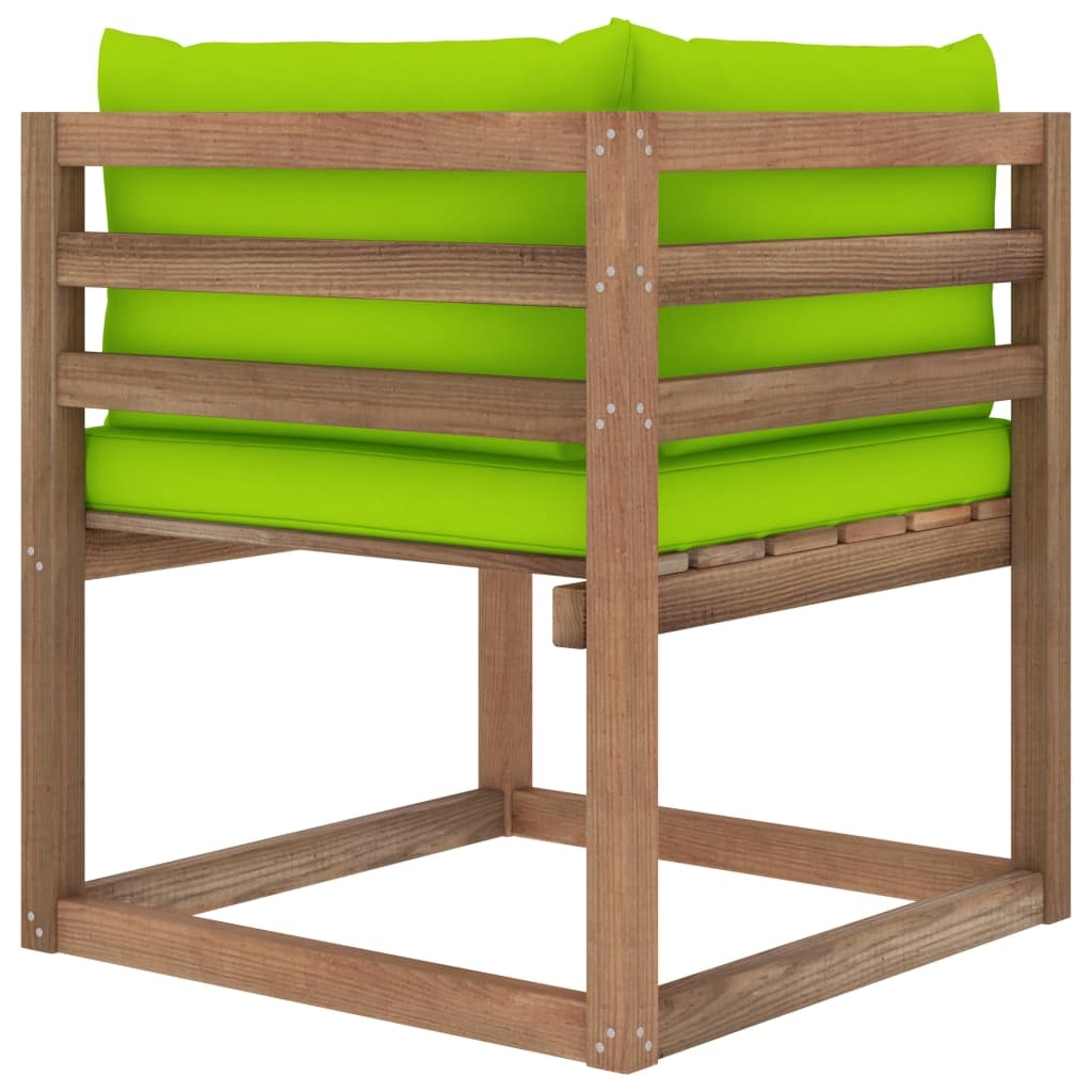 VidaXL Tuinhoekbank met heldergroene kussens pallet