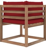VidaXL Tuinhoekbank met wijnrode kussens pallet