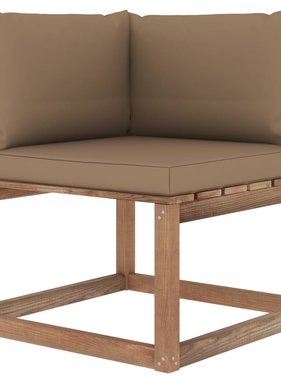 VidaXL Tuinhoekbank met taupe kussens pallet