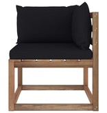 VidaXL Tuinhoekbank met zwarte kussens pallet
