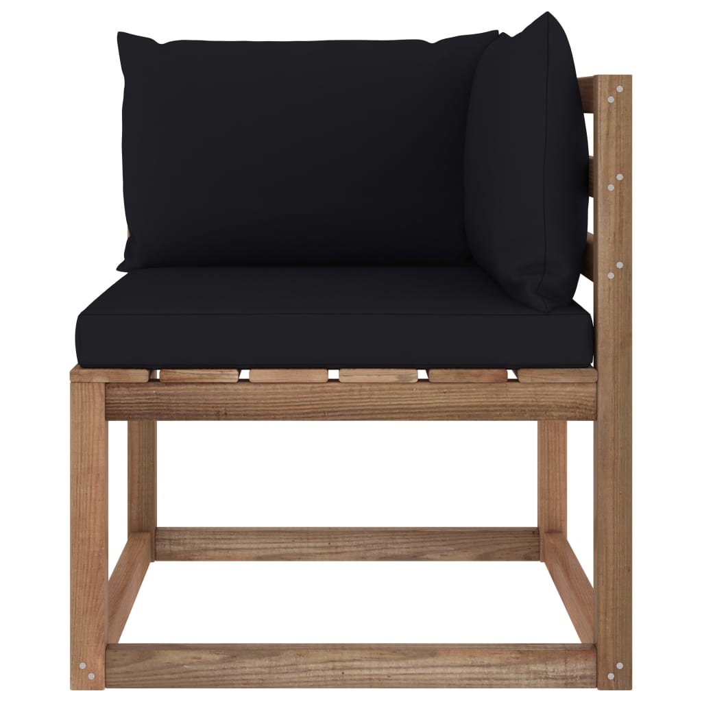 VidaXL Tuinhoekbank met zwarte kussens pallet