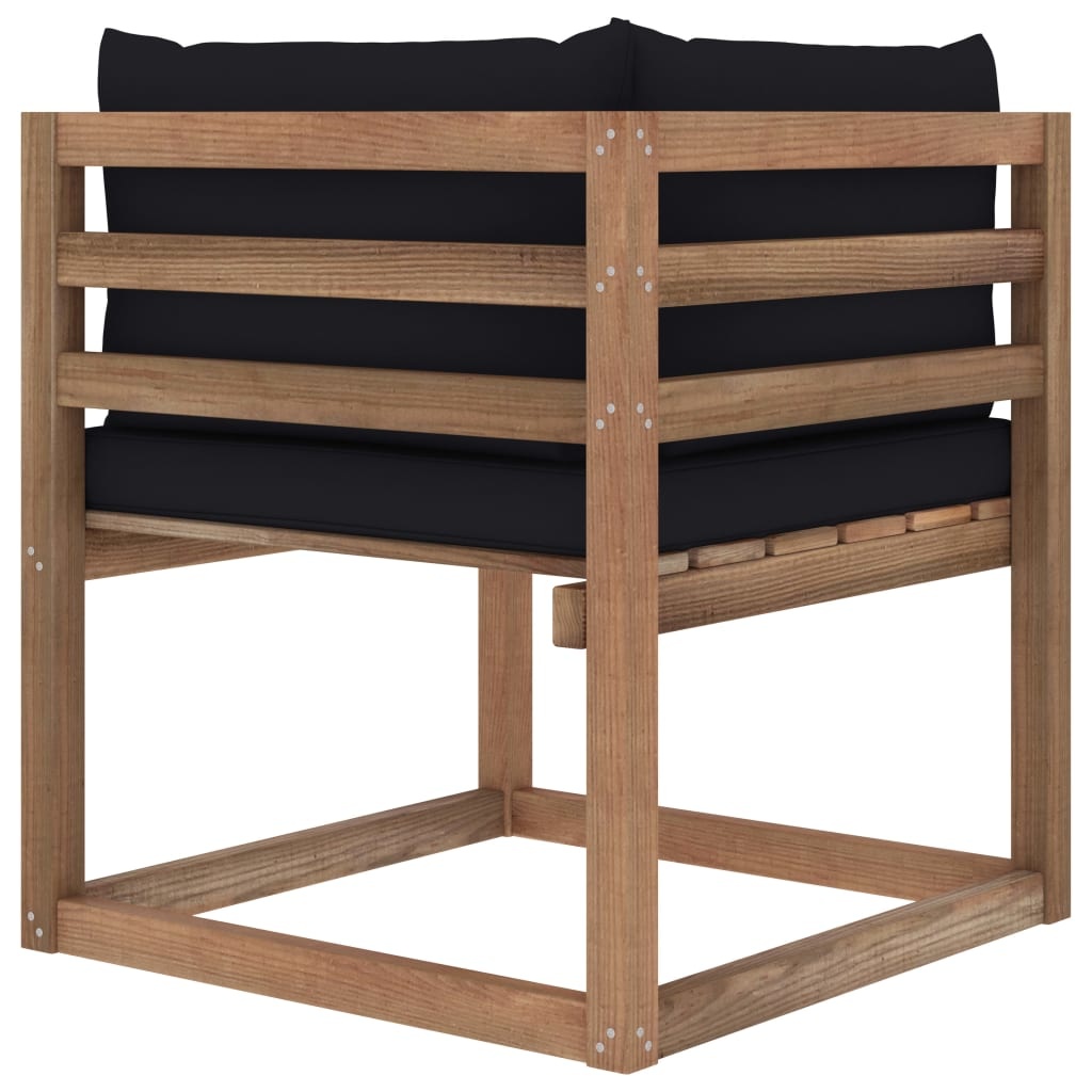 VidaXL Tuinhoekbank met zwarte kussens pallet