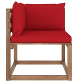 VidaXL Tuinhoekbank met rode kussens pallet