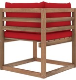 VidaXL Tuinhoekbank met rode kussens pallet