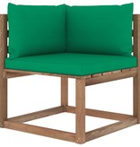 VidaXL Tuinhoekbank met groene kussens pallet
