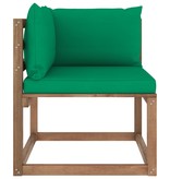 VidaXL Tuinhoekbank met groene kussens pallet