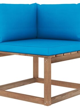VidaXL Tuinhoekbank met lichtblauwe kussens pallet
