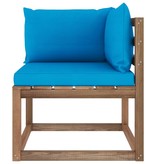 VidaXL Tuinhoekbank met lichtblauwe kussens pallet