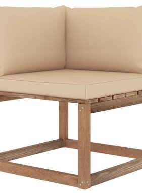 VidaXL Tuinhoekbank met beige kussens pallet