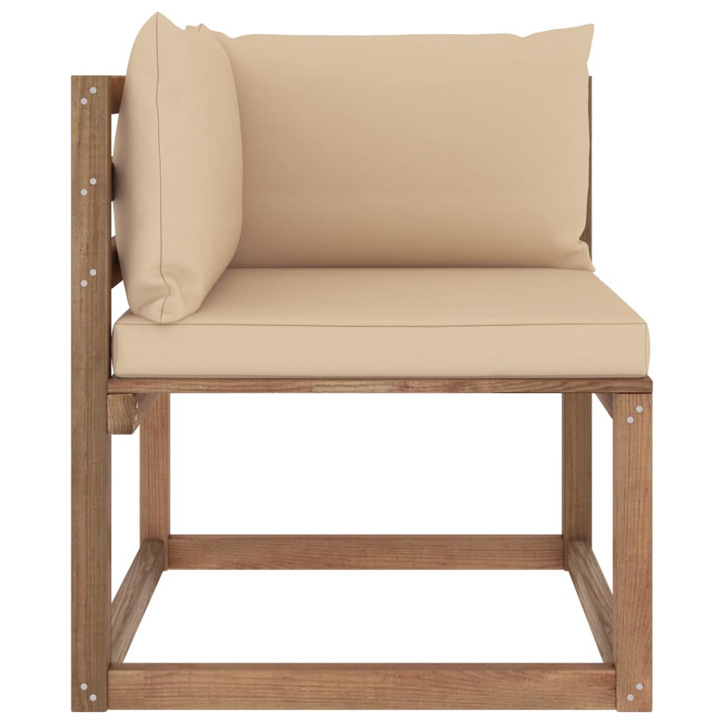 VidaXL Tuinhoekbank met beige kussens pallet