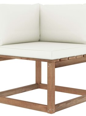 VidaXL Tuinhoekbank met crèmekleurige kussens pallet