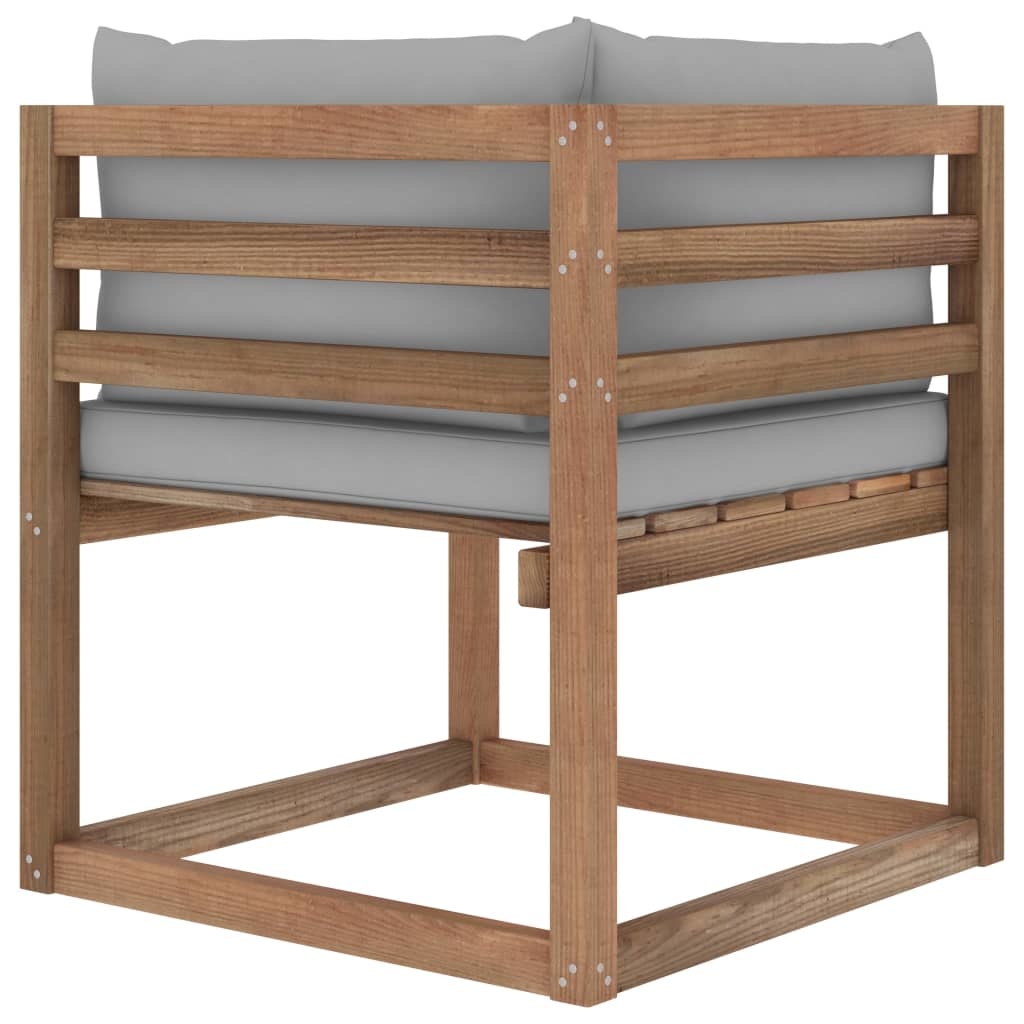 VidaXL Tuinhoekbank met grijze kussens pallet