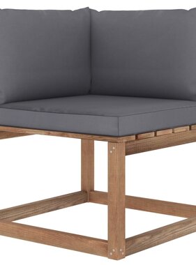 VidaXL Tuinhoekbank met antracietkleurige kussens pallet