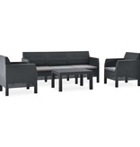 VidaXL 4-delige Loungeset met kussens PP antracietkleurig