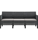 VidaXL 4-delige Loungeset met kussens PP antracietkleurig