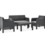 VidaXL 4-delige Loungeset met kussens PP antracietkleurig