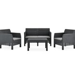 VidaXL 4-delige Loungeset met kussens PP antracietkleurig
