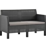 VidaXL 4-delige Loungeset met kussens PP antracietkleurig