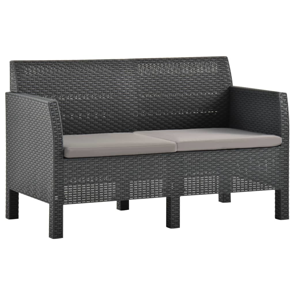 VidaXL 4-delige Loungeset met kussens PP antracietkleurig