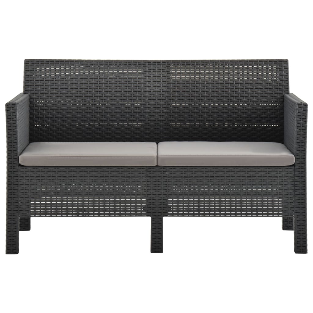 VidaXL 4-delige Loungeset met kussens PP antracietkleurig