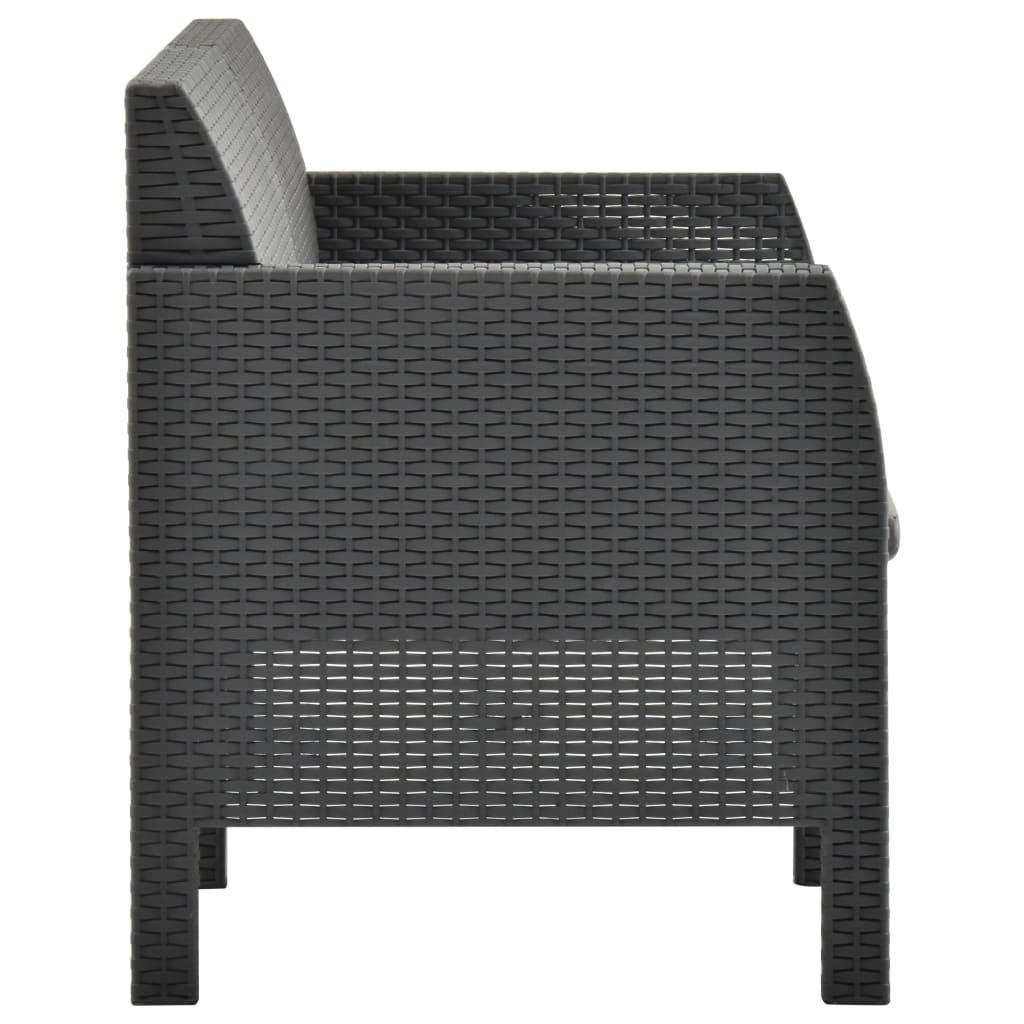 VidaXL 4-delige Loungeset met kussens PP antracietkleurig