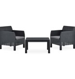 VidaXL 3-delige Loungeset met kussens PP antracietkleurig