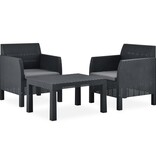 VidaXL 3-delige Loungeset met kussens PP antracietkleurig
