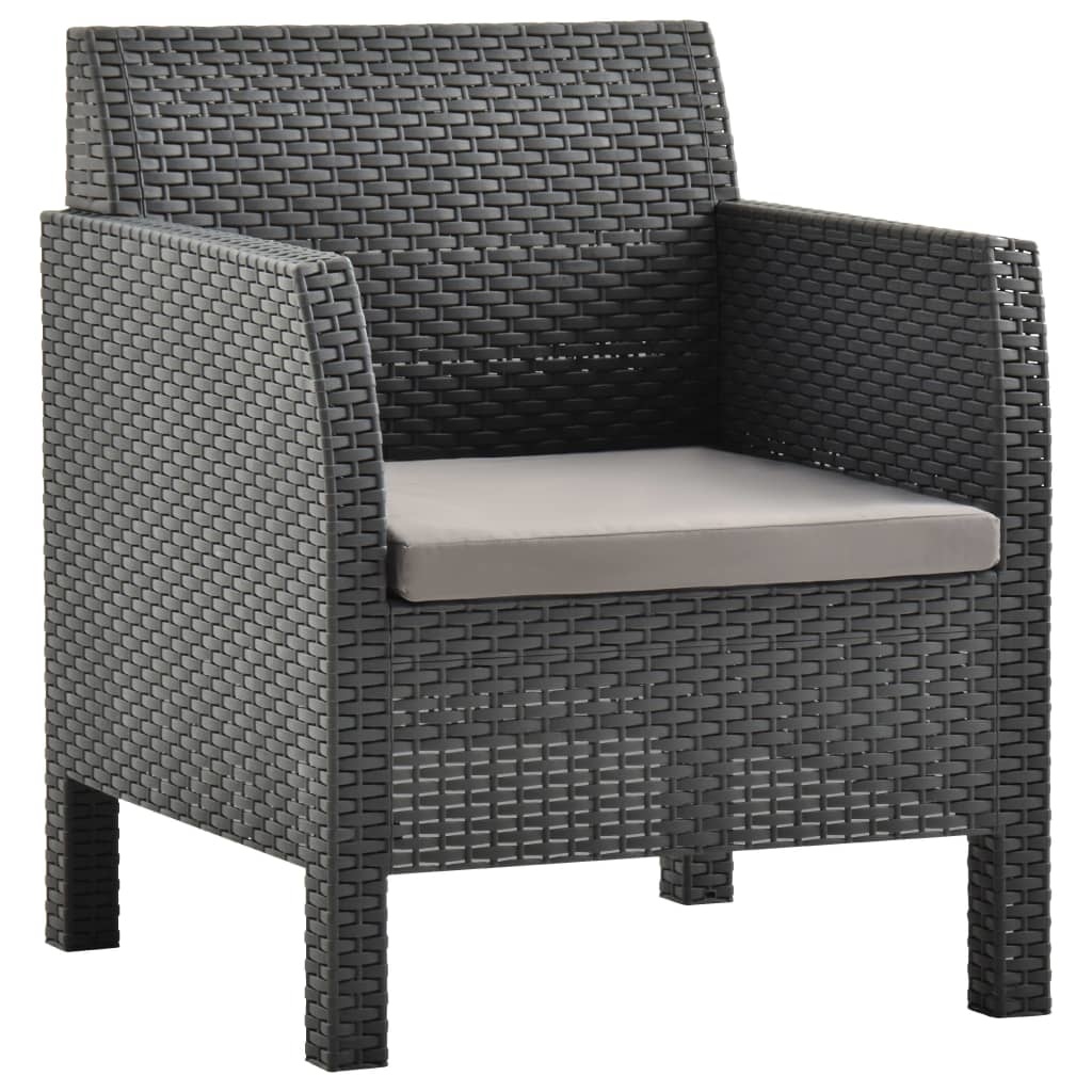 VidaXL 3-delige Loungeset met kussens PP antracietkleurig