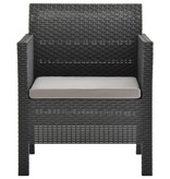 VidaXL 3-delige Loungeset met kussens PP antracietkleurig