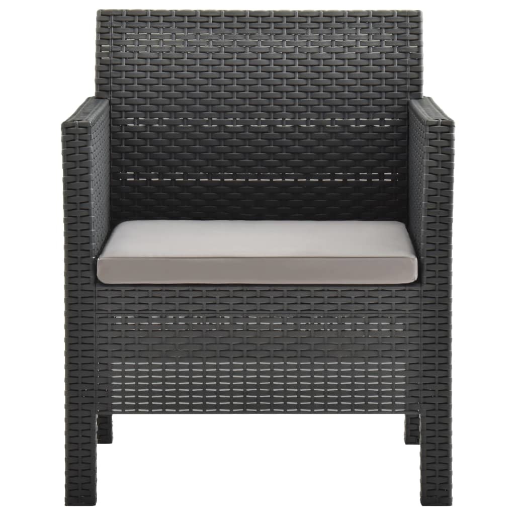 VidaXL 3-delige Loungeset met kussens PP antracietkleurig