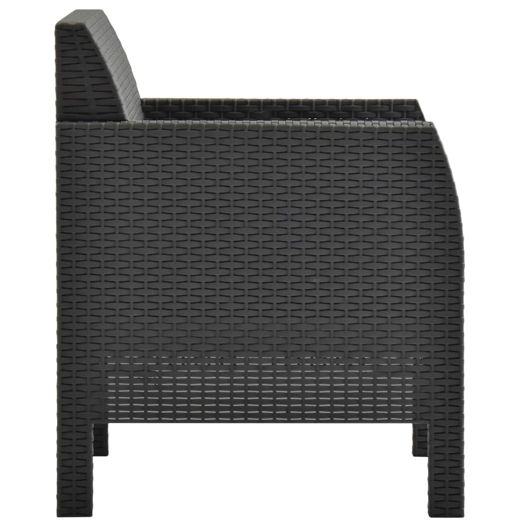 VidaXL 3-delige Loungeset met kussens PP antracietkleurig
