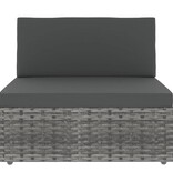 vidaXL 8-delige Loungeset met kussens poly rattan grijs