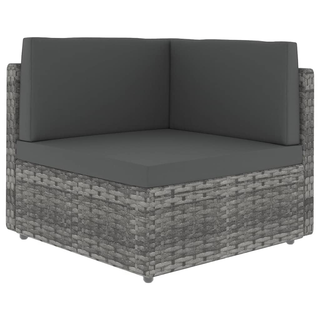 vidaXL 9-delige Loungeset met kussens poly rattan grijs