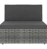 vidaXL 8-delige Loungeset met kussens poly rattan grijs