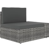 vidaXL 6-delige Loungeset met kussens poly rattan grijs