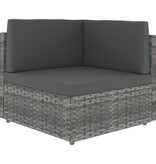 vidaXL 6-delige Loungeset met kussens poly rattan grijs