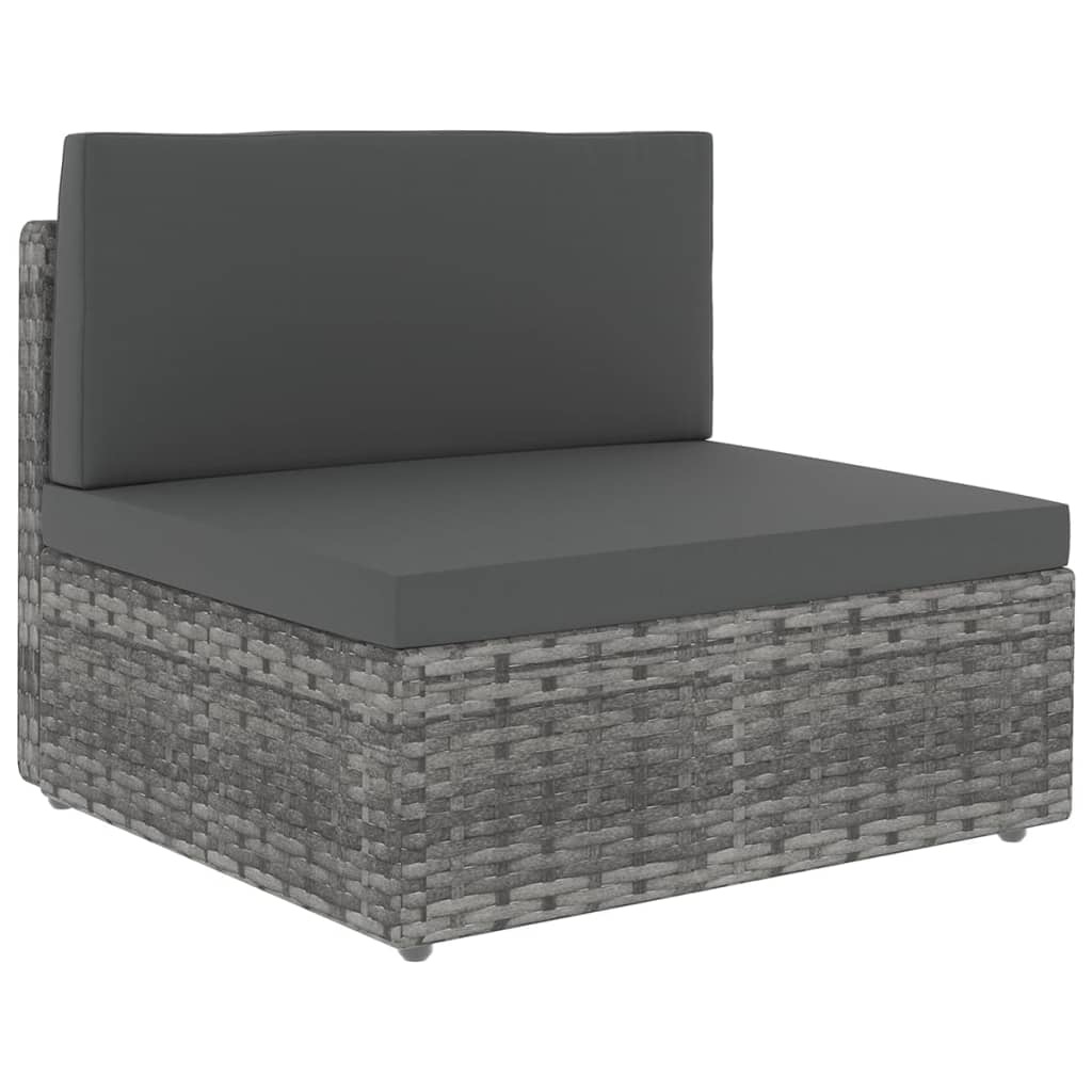 vidaXL 9-delige Loungeset met kussens poly rattan grijs