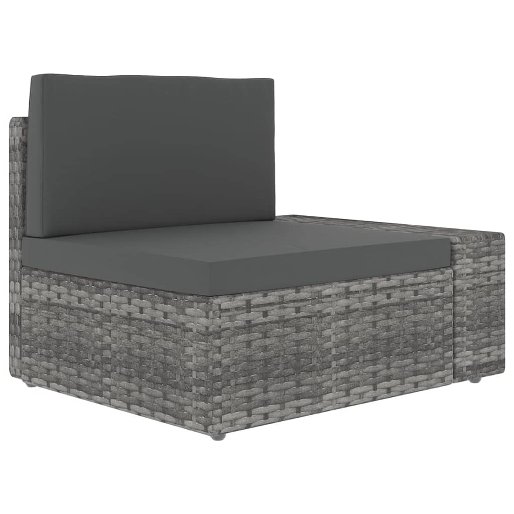 vidaXL 9-delige Loungeset met kussens poly rattan grijs