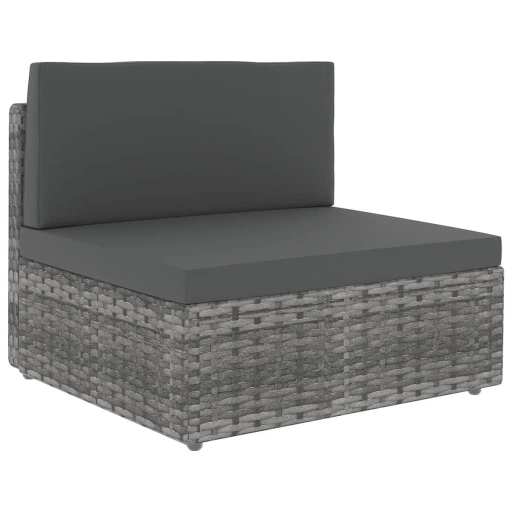 VidaXL 6-delige Loungeset met kussens poly rattan grijs