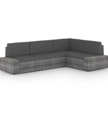VidaXL 4-delige Loungeset met kussens poly rattan grijs