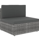VidaXL 4-delige Loungeset met kussens poly rattan grijs