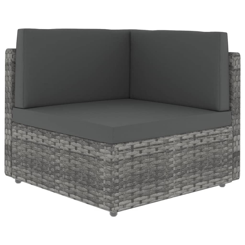 VidaXL 4-delige Loungeset met kussens poly rattan grijs