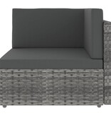 VidaXL 4-delige Loungeset met kussens poly rattan grijs
